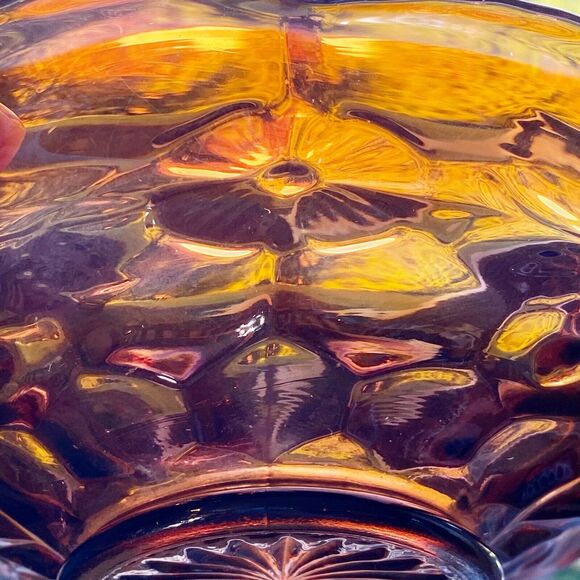 Fenton Amethyst Glass Candy Dish Carnival Antique Honeycomb & Clover Bon Bon 6" - Picture 6 of 10